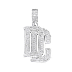 Customizable DC Initial Pendant with Moissanite Accents