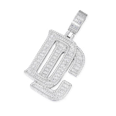 Customizable DC Initial Pendant with Moissanite Accents