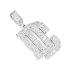 Customizable DC Initial Pendant with Moissanite Accents
