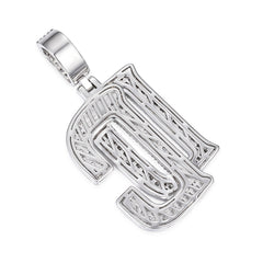 Customizable DC Initial Pendant with Moissanite Accents