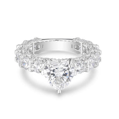 Heart Cut Moissanite Engagement Ring – 925 Sterling Silver Eternity Band | UIU Jewelry