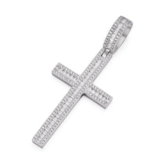 Dazzling Moissanite Cross Pendant with Baguette-Cut Stones