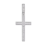 Dazzling Moissanite Cross Pendant with Baguette-Cut Stones