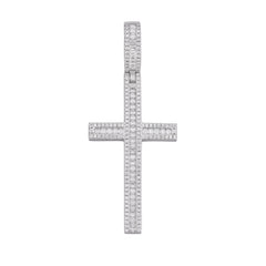 Dazzling Moissanite Cross Pendant with Baguette-Cut Stones