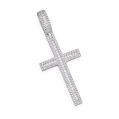 Dazzling Moissanite Cross Pendant with Baguette-Cut Stones