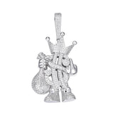 Dollar King Pendant with Crown D-Color Moissanite Iced Jewelry