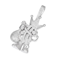 Dollar King Pendant with Crown D-Color Moissanite Iced Jewelry