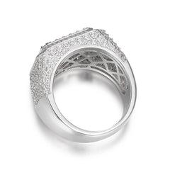 Double Halo Baguette and Round Moissanite Ring