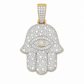 Evil Eye Hamsa Moissanite Pendant | 14K Gold Plated Over 925 Sterling Silver