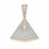 Eye of Providence Moissanite Pyramid Pendant 14K Gold Plated Over 925 Sterling Silver