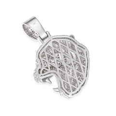Fierce Tiger Head Pendant with Moissanite Accents