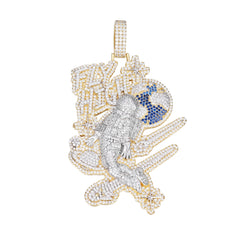 Fly High Iced-Out Moissanite Astronaut Pendant with Earth Design