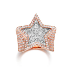 Full Iced Baguette Diamond Star Design VVS Moissanite Men Ring