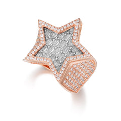 Full Iced Baguette Diamond Star Design VVS Moissanite Men Ring
