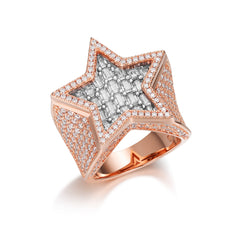 Full Iced Baguette Diamond Star Design VVS Moissanite Men Ring