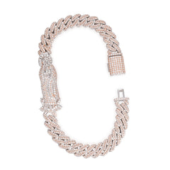 Fully Iced Moissanite Bracelet Praying Hands x Rose Gold Cuban