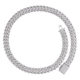 Fully Iced Moissanite Cuban Link Necklace – White Gold, All Sizes Available
