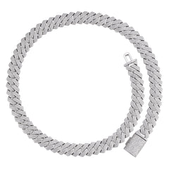 Fully Iced Moissanite Cuban Link Necklace – White Gold, All Sizes Available