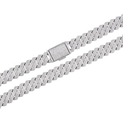 Fully Iced Moissanite Cuban Link Necklace – White Gold, All Sizes Available