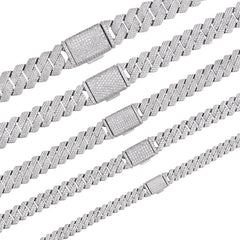 Fully Iced Moissanite Cuban Link Necklace – White Gold, All Sizes Available