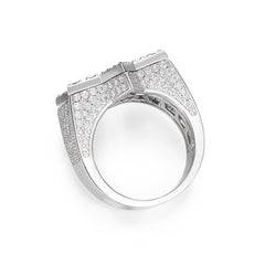 Fully Iced Moissanite Star of David Baugette Cut Ring