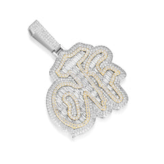Fully Iced Out OTF Pendant Round & Baguette VVS Shiny Moissanite Letter Pendant
