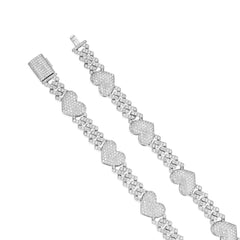 Fully Iced Out VVS Moissanite Heart Cuban Chains