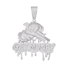 Get Money Moissanite Pendant with Dripping Gold Effect