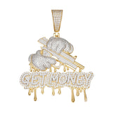 Get Money Moissanite Pendant with Dripping Gold Effect