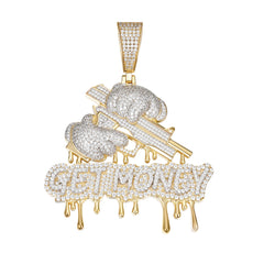 Get Money Moissanite Pendant with Dripping Gold Effect