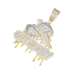 Get Money Moissanite Pendant with Dripping Gold Effect