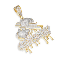 Get Money Moissanite Pendant with Dripping Gold Effect