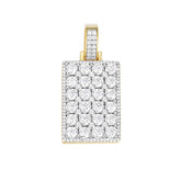 Gold Rectangle Pendant with Sparkling Moissanite Stones