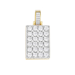Gold Rectangle Pendant with Sparkling Moissanite Stones