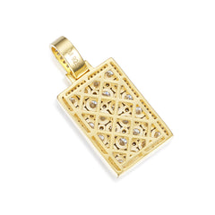 Gold Rectangle Pendant with Sparkling Moissanite Stones