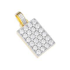 Gold Rectangle Pendant with Sparkling Moissanite Stones