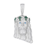 Green Cross Jesus Pendant with VVS Moissanite Stones