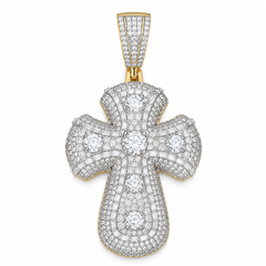 Baguette Iced Out Moissanite Cross Pendant | 14K Gold Plated Over 925 Sterling Silver