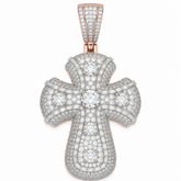 Baguette Iced Out Moissanite Cross Pendant | 14K Gold Plated Over 925 Sterling Silver