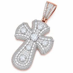 Baguette Iced Out Moissanite Cross Pendant | 14K Gold Plated Over 925 Sterling Silver