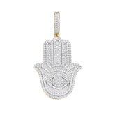 Hamsa Evil Eye Moissanite Pendant - Symbol of Protection
