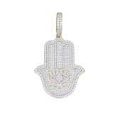 Hamsa Hand Moissanite Pendant with Evil Eye Design