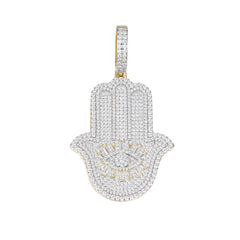 Hamsa Hand Moissanite Pendant with Evil Eye Design