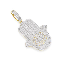 Hamsa Hand Moissanite Pendant with Evil Eye Design