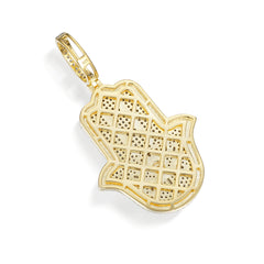 Hamsa Hand Moissanite Pendant with Evil Eye Design