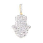 Hamsa Hand Pendant with Baguette-Cut Moissanite Stones