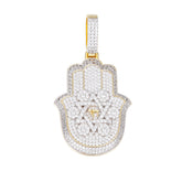 Hamsa Moissanite Pendant with Star of David and Hebrew Symbol