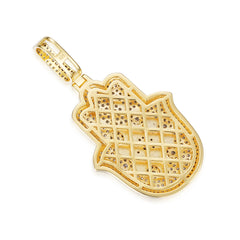 Hamsa Moissanite Pendant with Star of David and Hebrew Symbol
