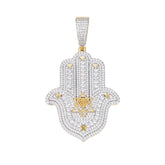 Hamsa Moissanite Pendant with Star of David and Menorah
