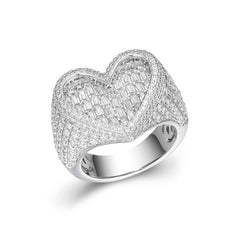 Heart Baguette Moissanite Pinky Ring